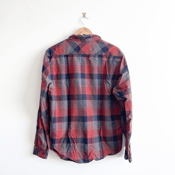 Billabong Men's Shirt Core Fit Stretch Plaid Button-Up Flannel Red Size L - Picture 2 of 8